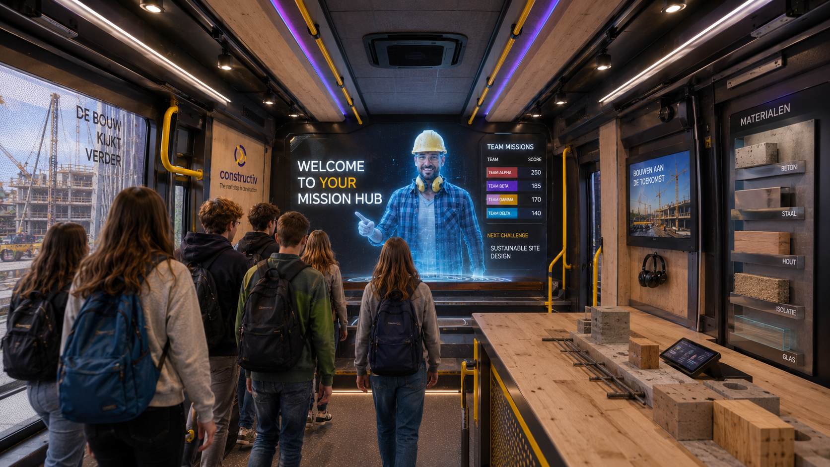Onthaal in de Construbus